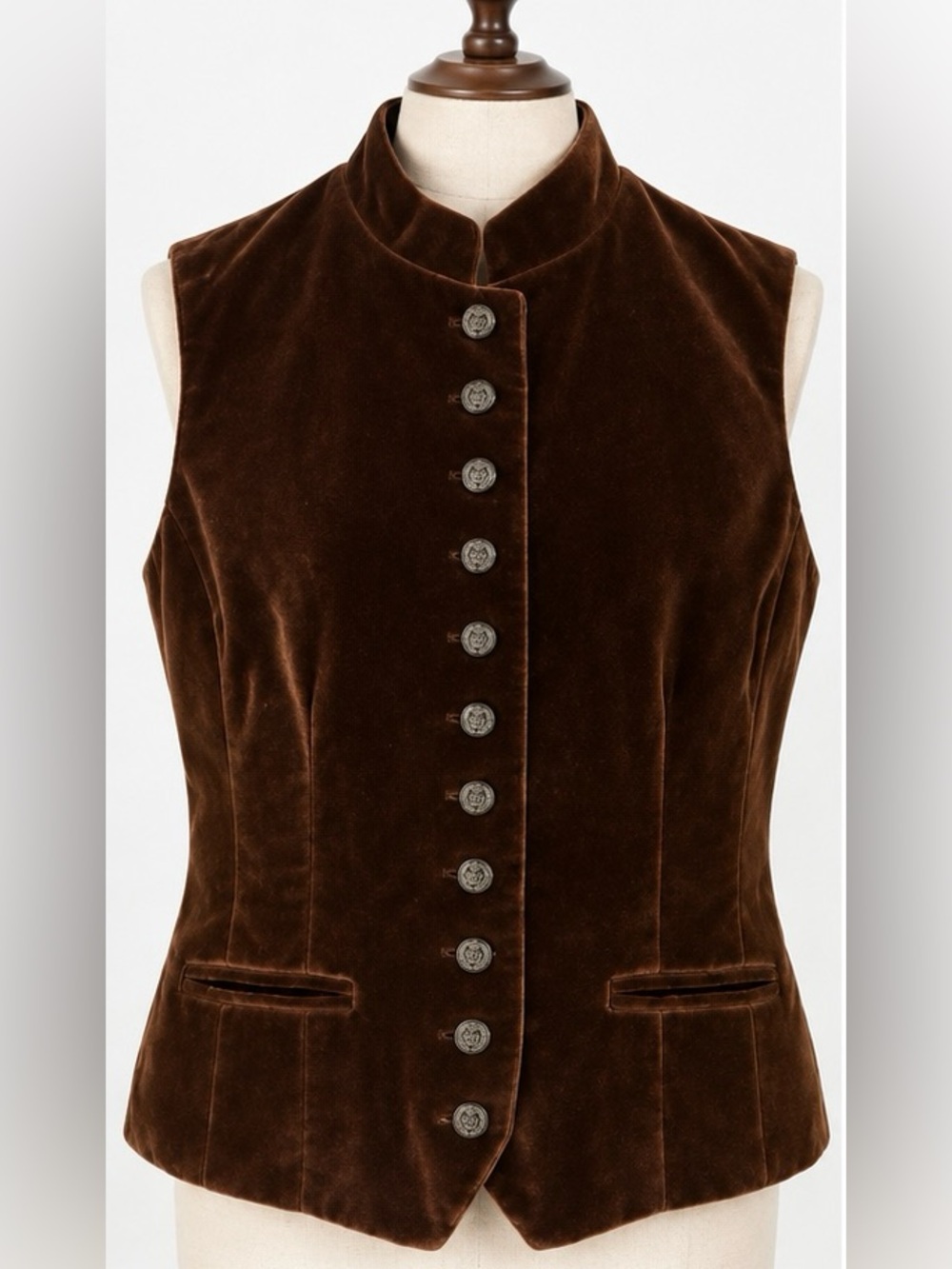 British Khaki Robert Lighton Brown Velvet Vest Crest Buttons Equestrian Money 4